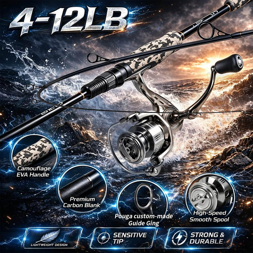 Sougayilang Fishing Rod and Reel Combo, Stainless Steel Guides Fishing Pole with Spinning Reel Combo for Bass Fishing