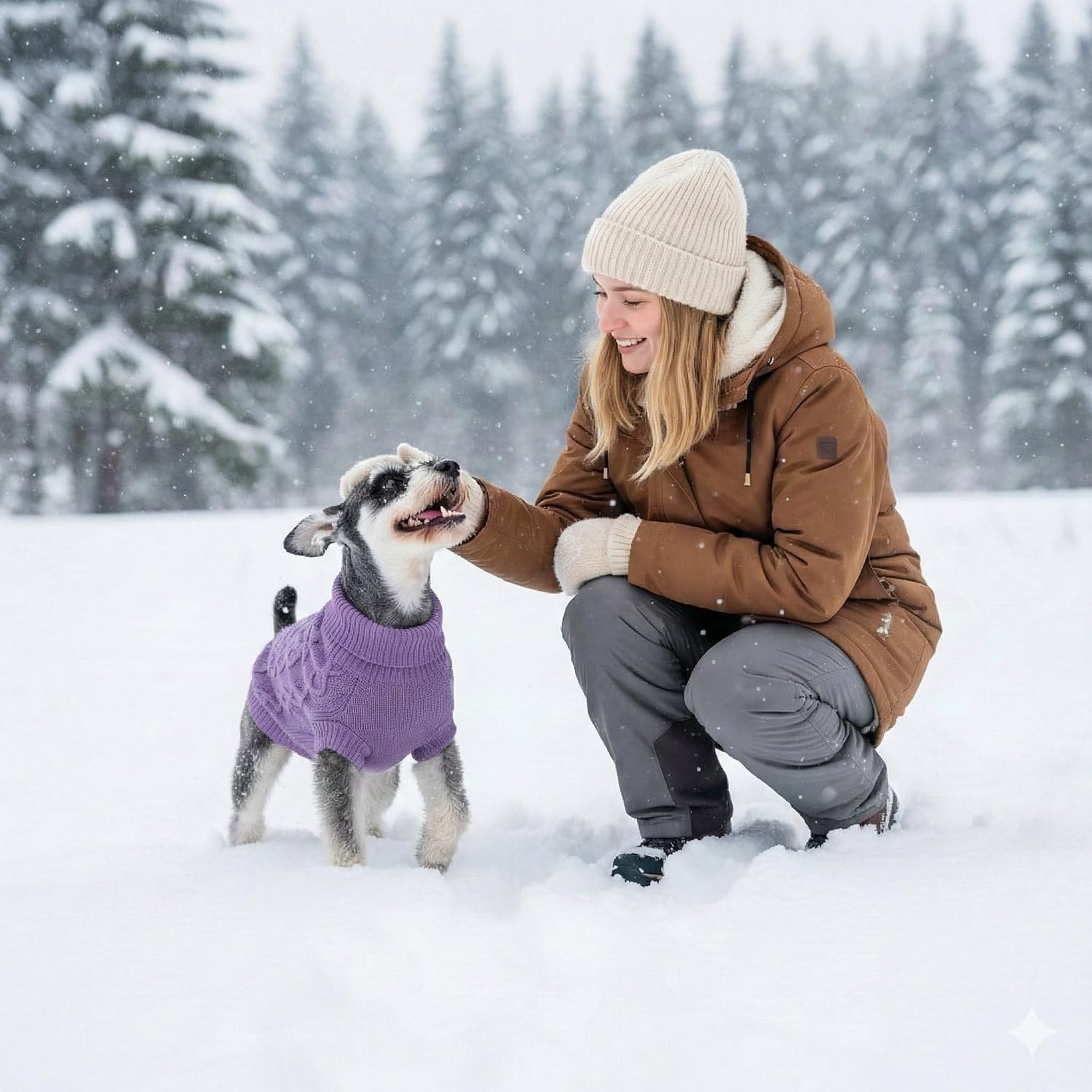 Small Dog Sweaters, Soft Knit Cold Weather Turtleneck Dog Clothes, Lightweight Warm Puppy Sweater for Chihuahua, Dachshund, Shih Tzu, Yorkie (Purple, M)