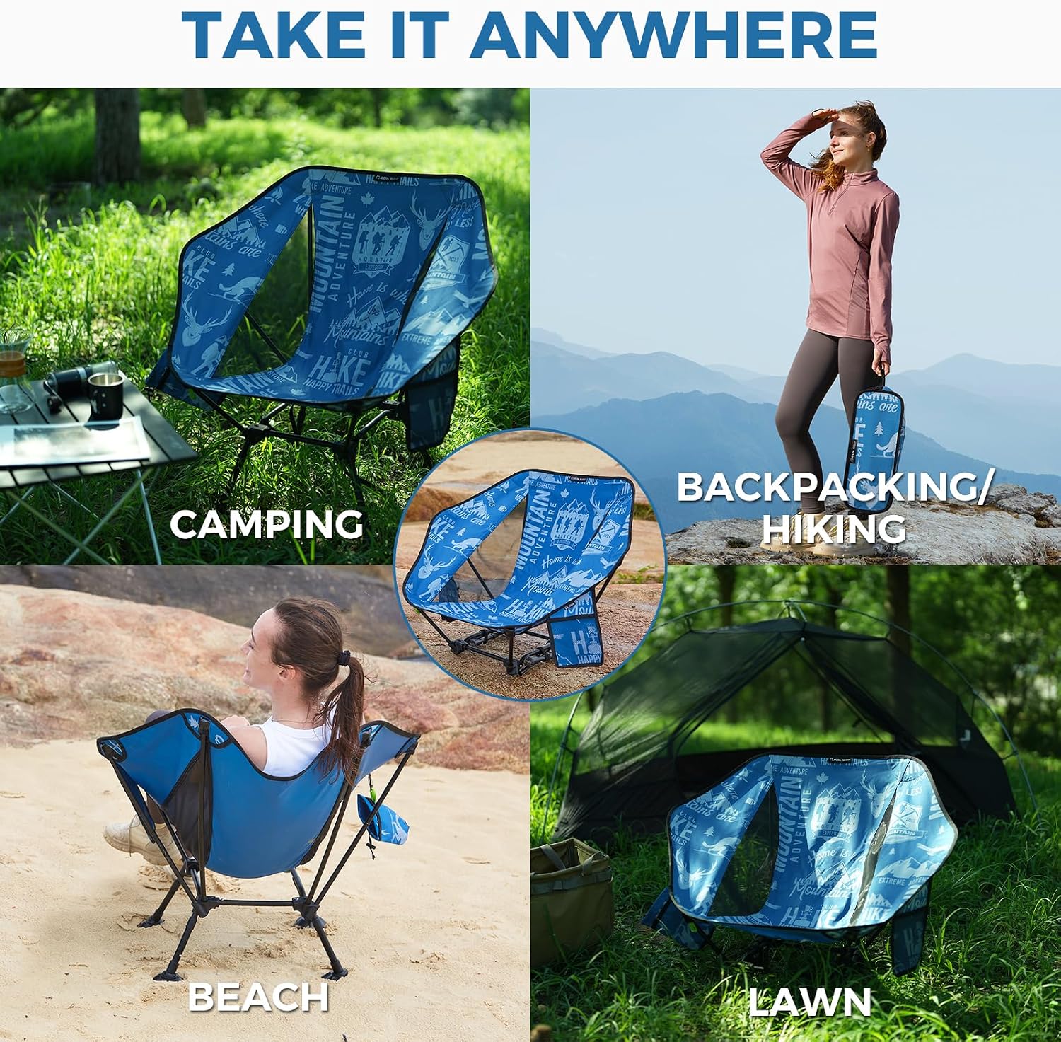 ATEPA Compact Camping Chair Ultra Lightweight Backpacking Chairs for Hiking