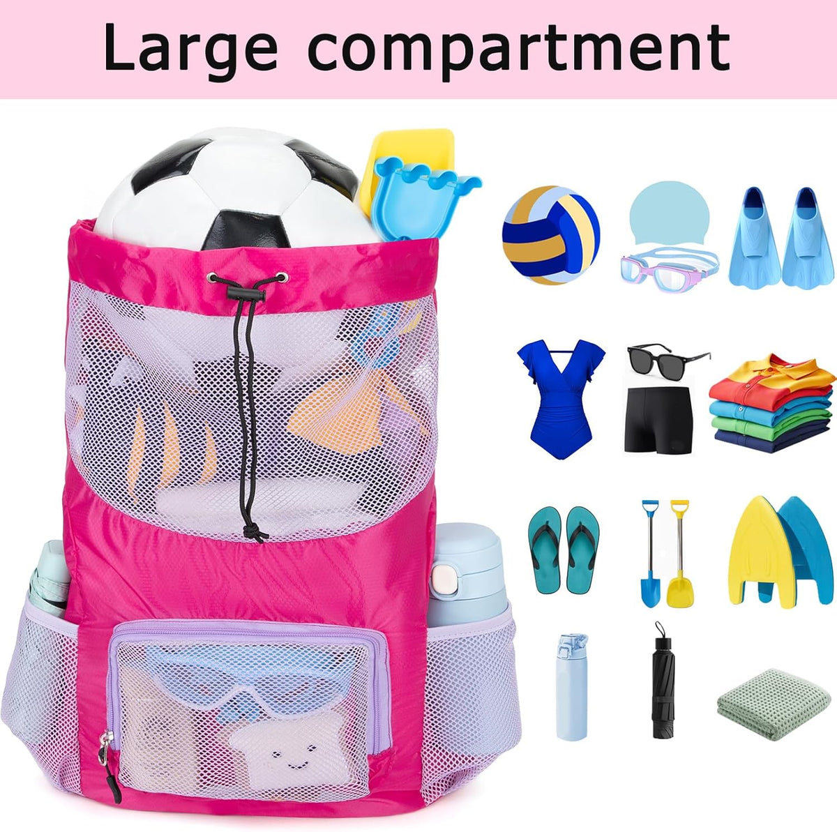 Swim Bag for Kids Mesh Drawstring Backpack for Girls Sport Gym Sackpack