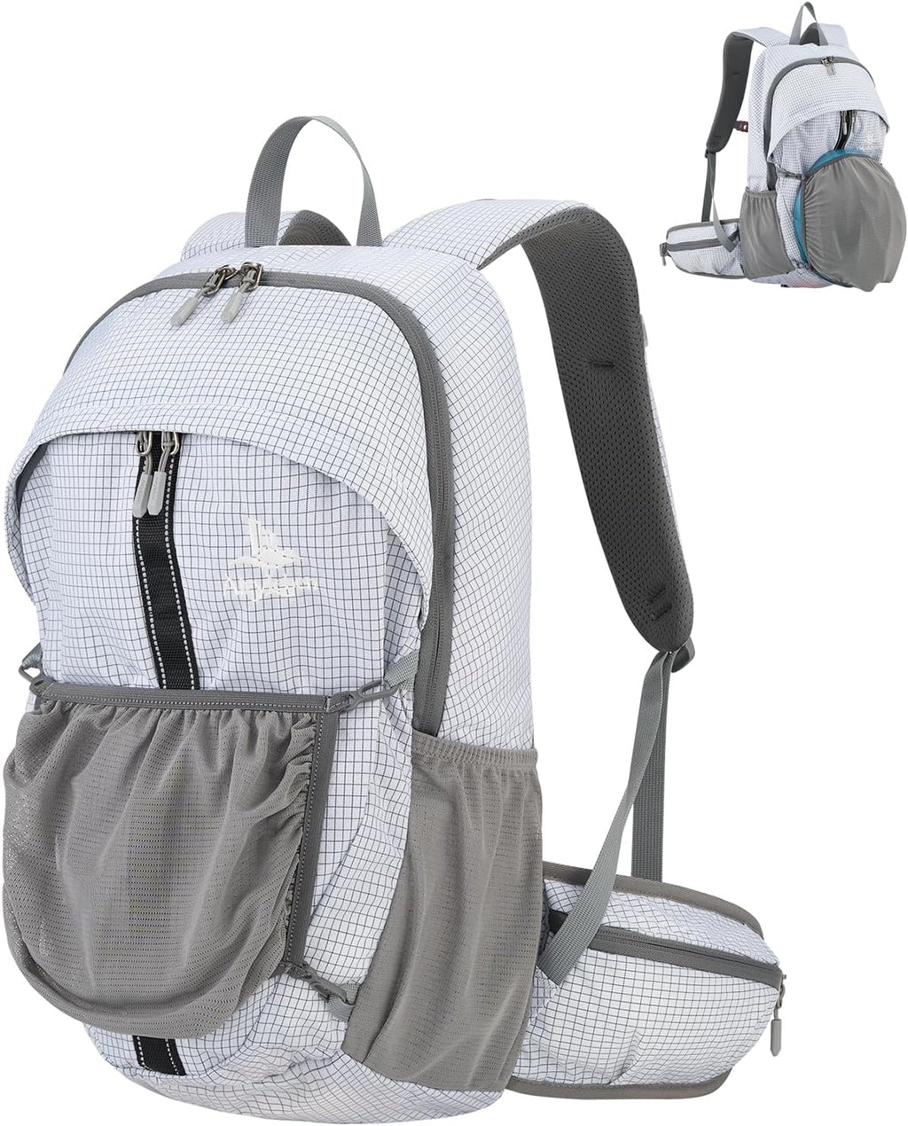 25L Hiking Backpack with Helmet Holder and Rain Cover, Lightweight Camping Travel Day pack Cycling Backpack for Women Men (White)