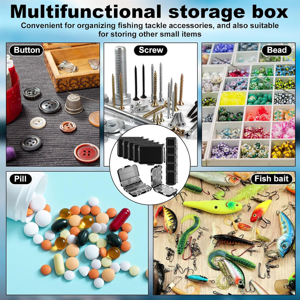 10 Pack Small Tackle Box Organizer for Fishing, Mini Double Sided Portable Pocket Tackle Box Containers for Hooks Lure Baits Swivels Jigs Storage Kayak Boxes(Black)