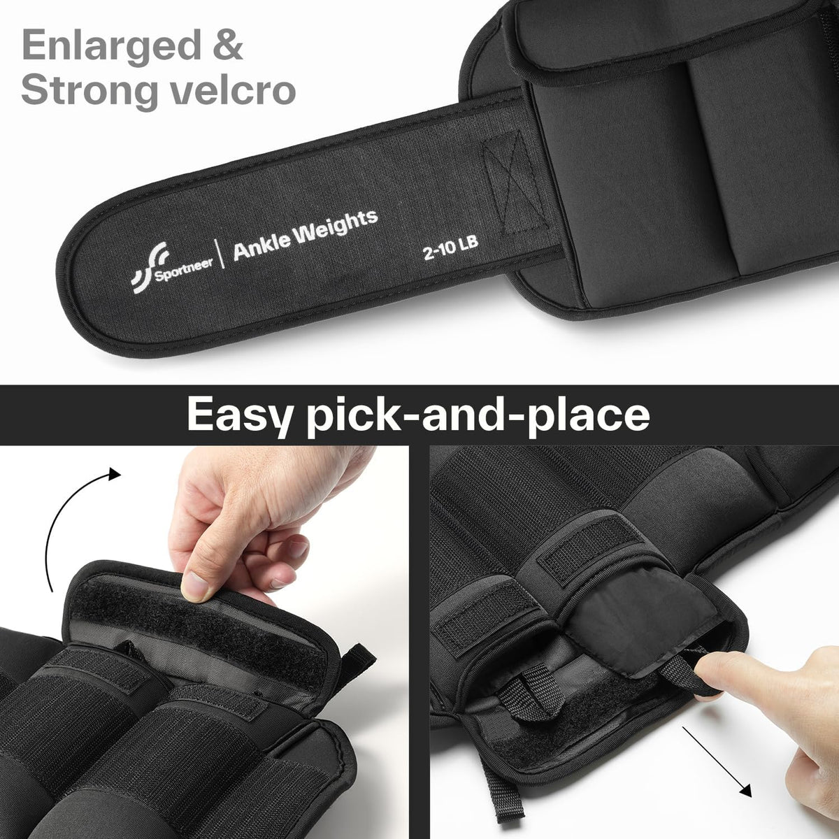 Sportneer 20lbs/Pair Adjustable Ankle Weights for Women & Men