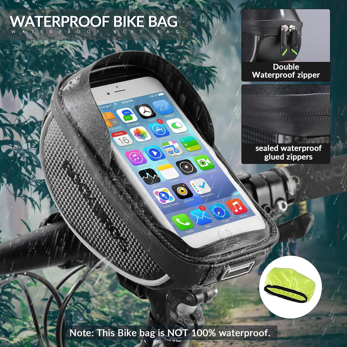 ROCKBROS Bike Phone Mount Bag, Waterproof Handlebar Bag for Cycling