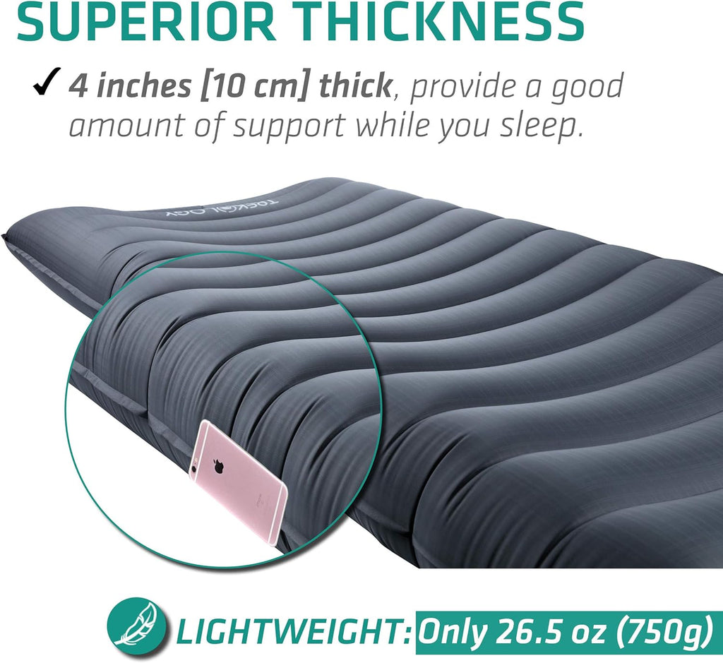 TREKOLOGY Ultralight Backpacking Sleeping Pad, Inflatable Camping Mat