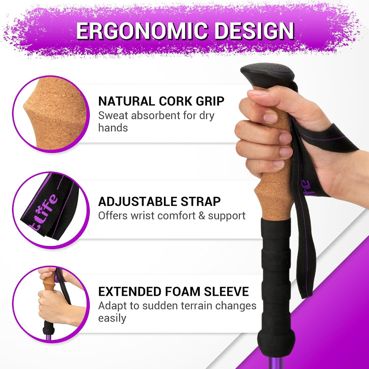 TheFitLife Durable 7075 Aluminum Trekking Poles, Walking Sticks for Hiking