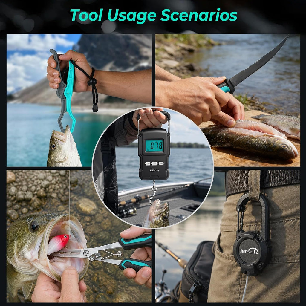 Jenseits Fishing Tool Kit, 420 Stainless Steel Fishing Accessories Set
