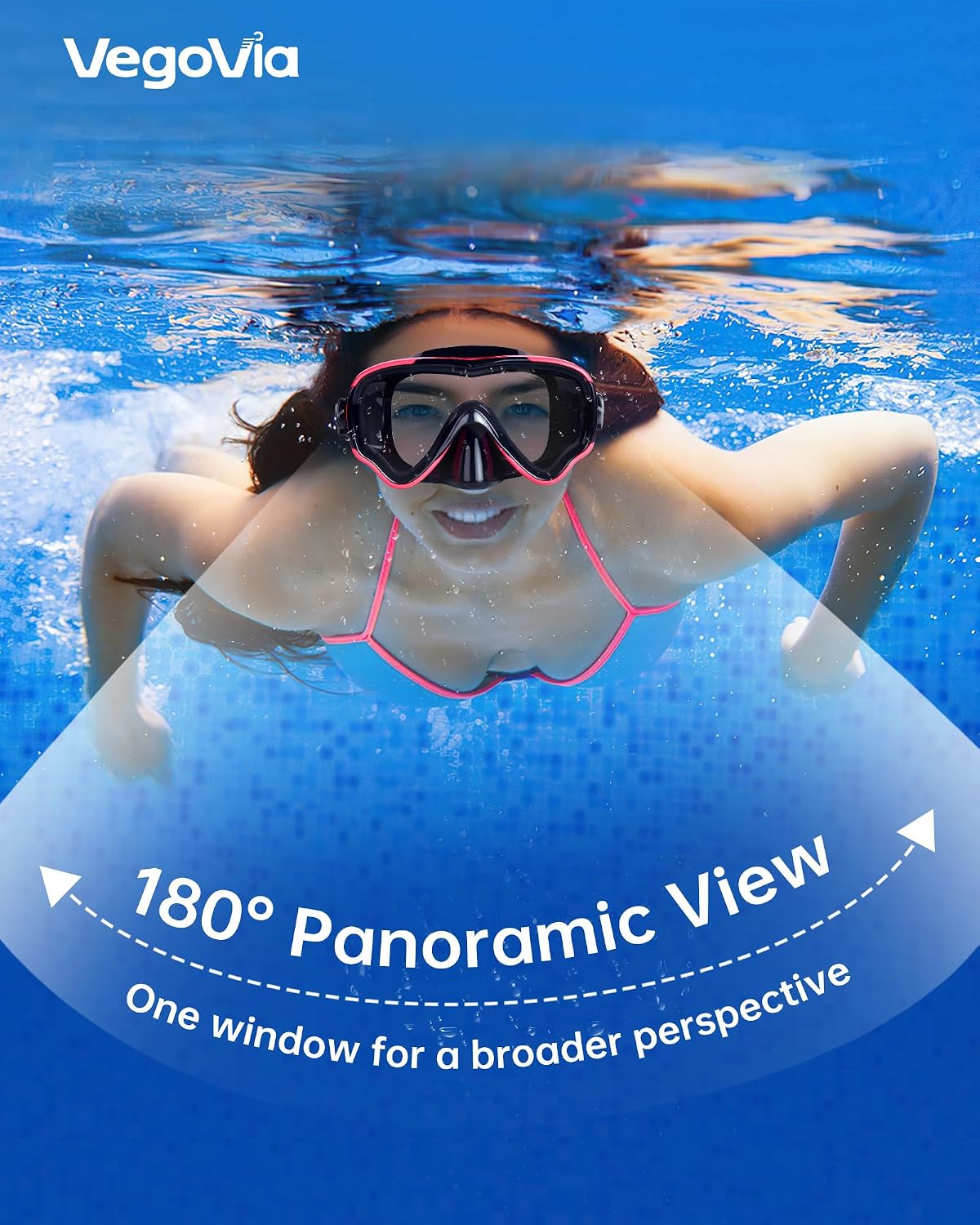 VegoVia Adult Swim Goggles with Nose Cover HD Glasses Wide View