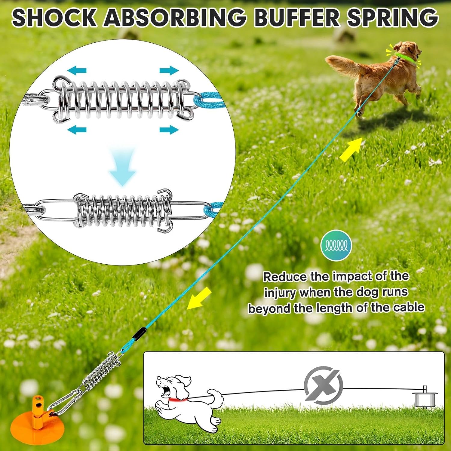 Dog Tie Out Stake with Lock-Cap,Heavy Duty Dog Stake for Outside