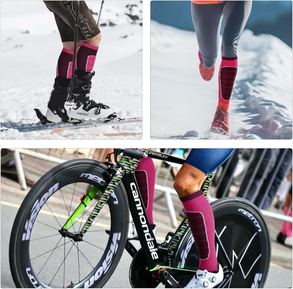 Hylaea Unisex Knee High Merino Wool Ski Snowboard Socks, Cushioning & Warm