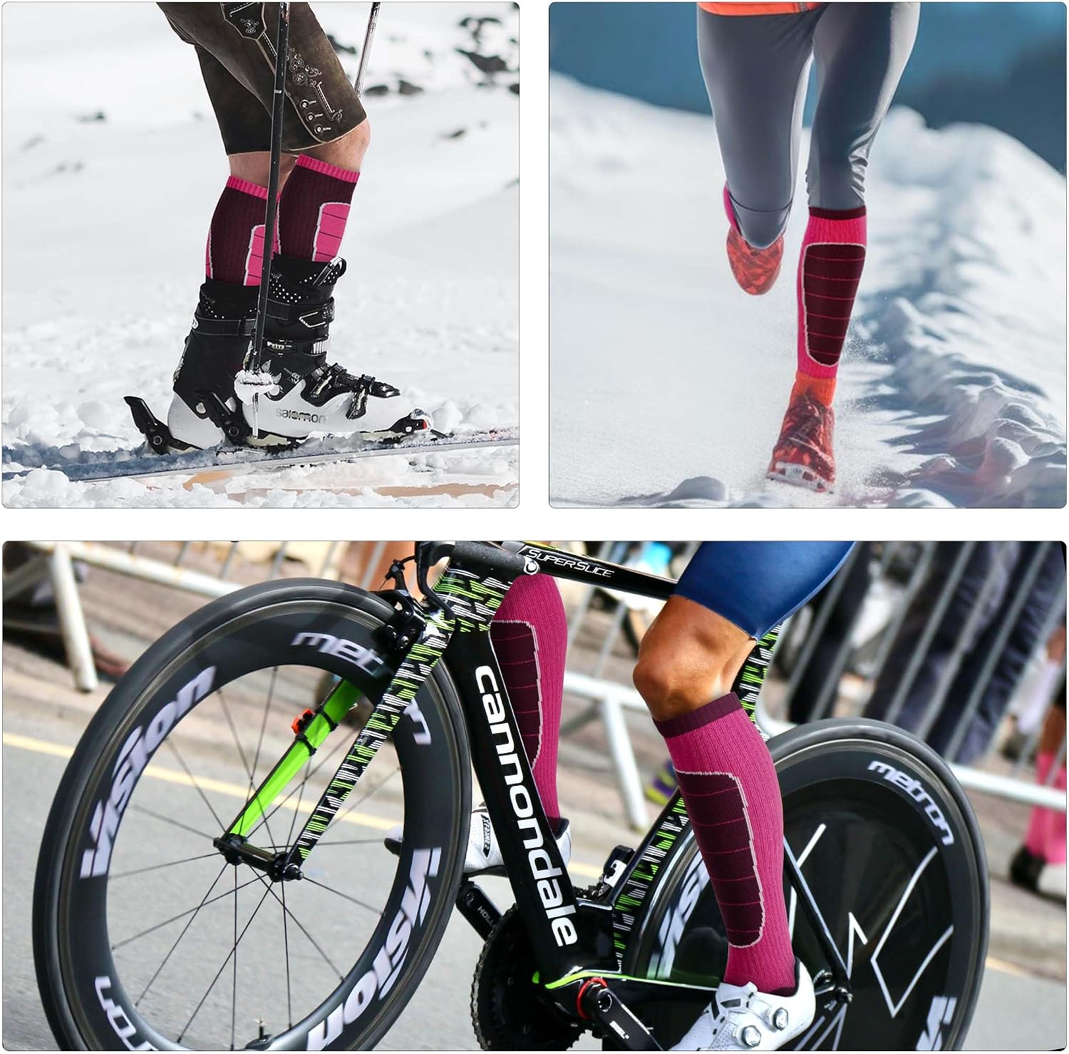 Hylaea Unisex Knee High Merino Wool Ski Snowboard Socks, Cushioning & Warm