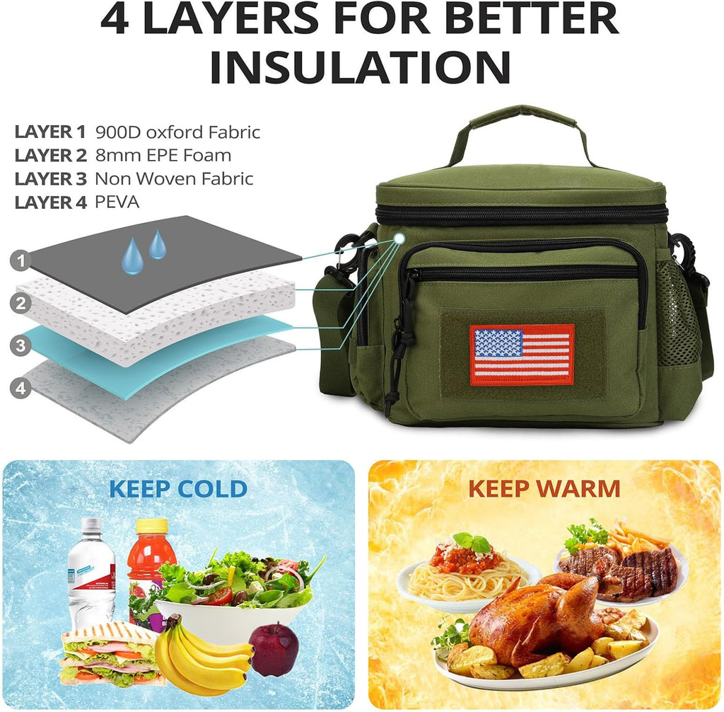 Lunch Box for Men, 12L Leakproof Tactical Lunch Bag Large Cooler for work
