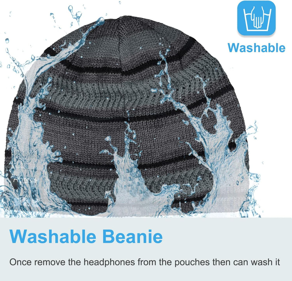 Rotibox Bluetooth Beanie Hat with Headphones for Outdoor Sports Xmas Gifts