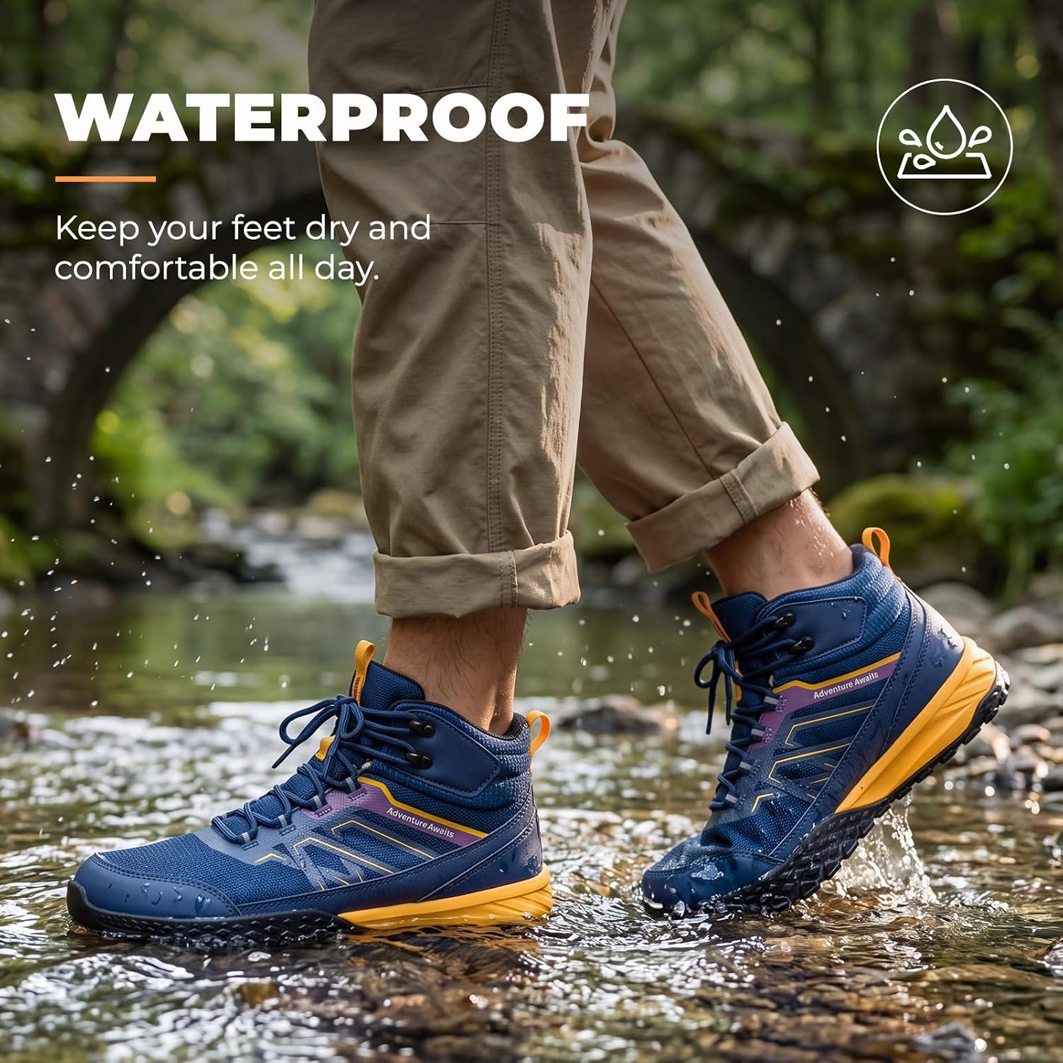 Men's Waterproof Hiking Boots - Trekking Shoes for Men, Outdoor Camping Mountaineering Backpacking Boots, All Terrain Hiking Trail Shoes