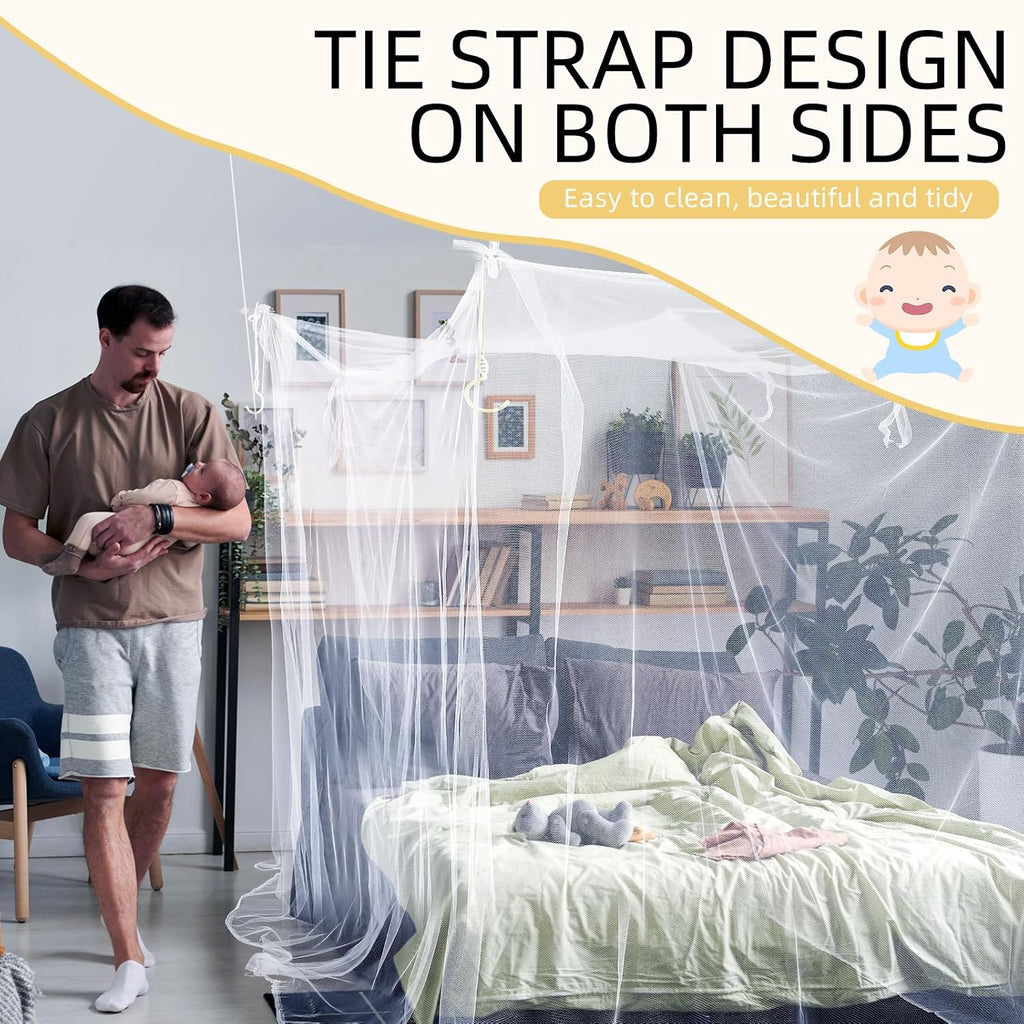 Mindsoft White Mosquito Net for Bed, L87 X W79 X H79 Inch