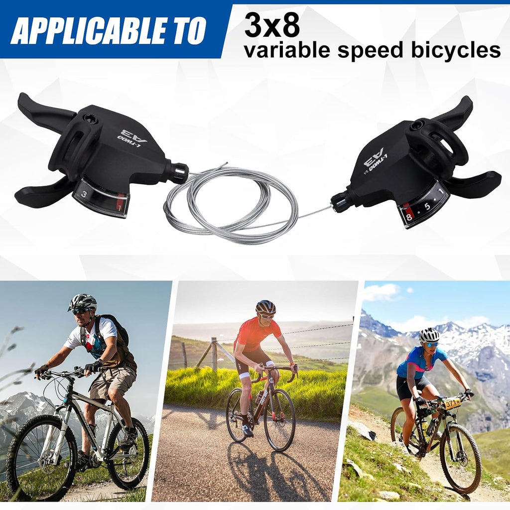WEEROCK Bike Shifter Lever 24 Speeds 3x8 Thumb Gear Shift Lever for Mountain Bicycle