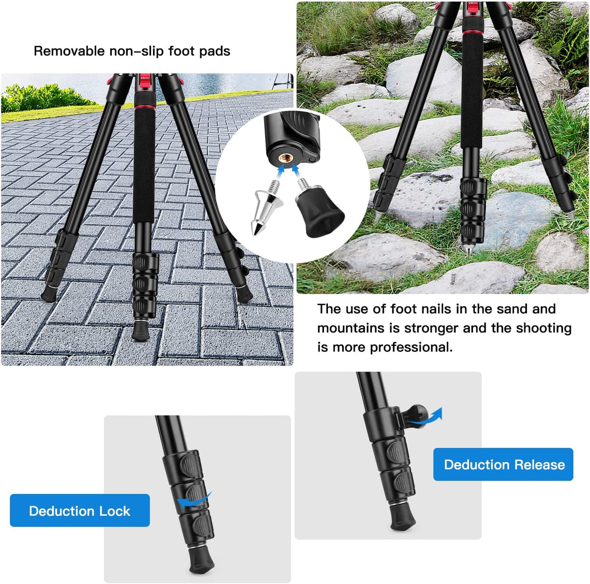 Victiv Video Tripod, 72" Heavy Duty Fluid Head Camera Tripod with Carry Bag