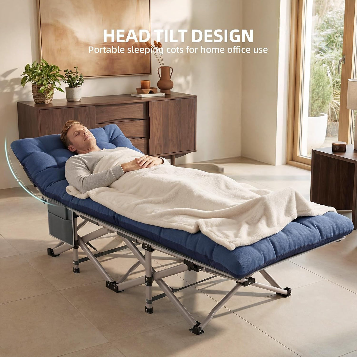 Camping Cot for Adults 2 Pack, Heavy Duty Folding Sleeping Cots with Carry Bag, Portable Camp Bed with Double Layer 1200D Oxford Fabric & Mattress, Travel Cot for Camping, Beach, Patio, Home Office