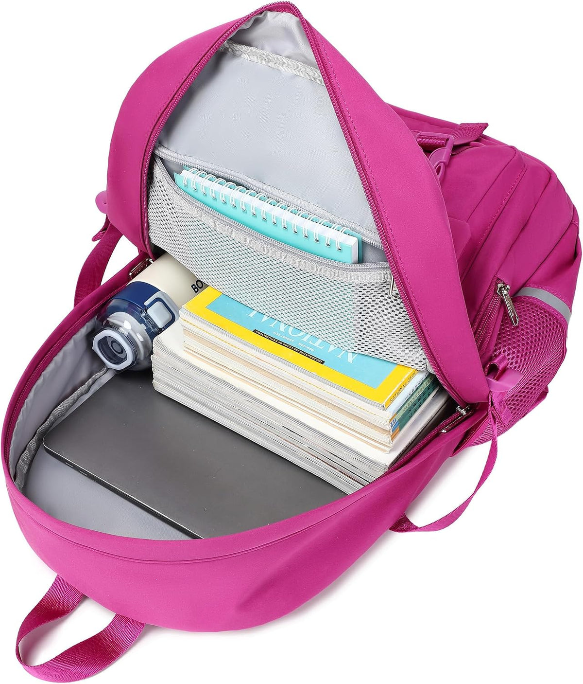 abshoo Big Student Laptop Backpack For College Women Middle High School Teen Girls Bookbag Travel Daypack (Hot Pink)