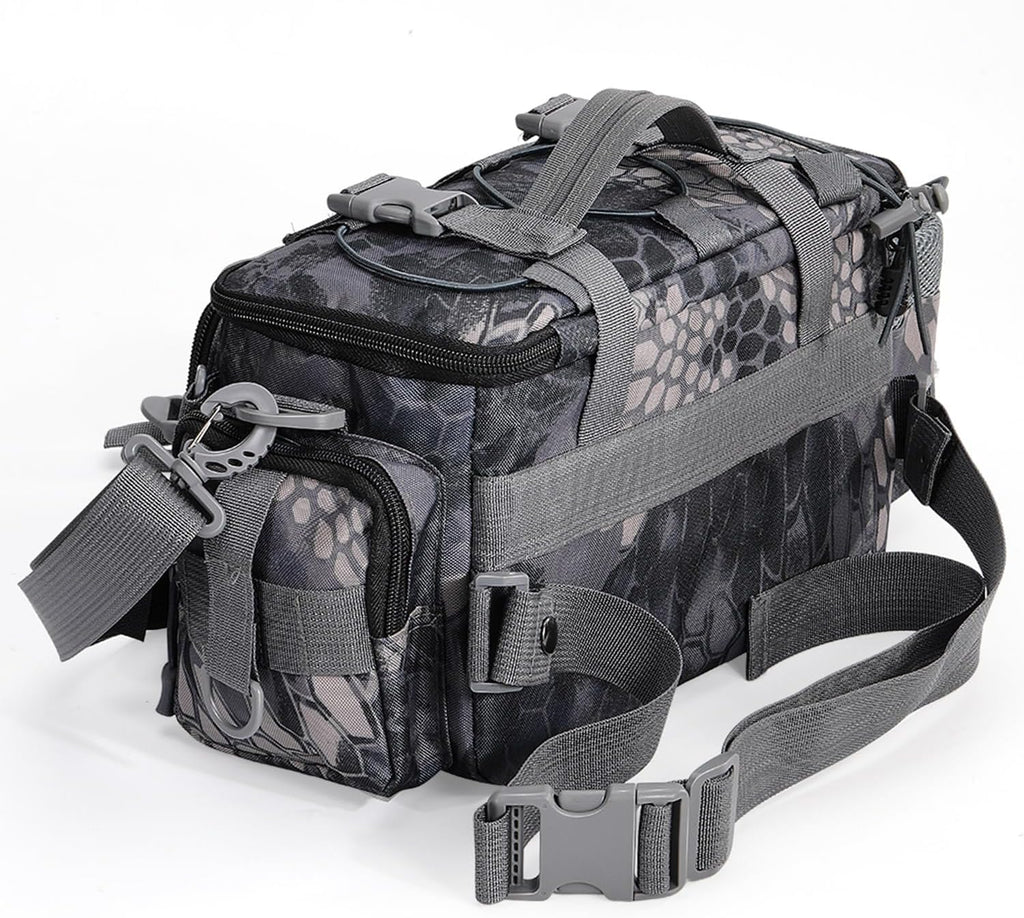 Sougayilang Fishing Tackle Bags with 3600 Tackle Tray - Fishing Tackle Storage Bags for Saltwater or Freshwater Fishing Gear - Padded Shoulder Strap - Tackle Box Bag Fishing Bag(Grey)