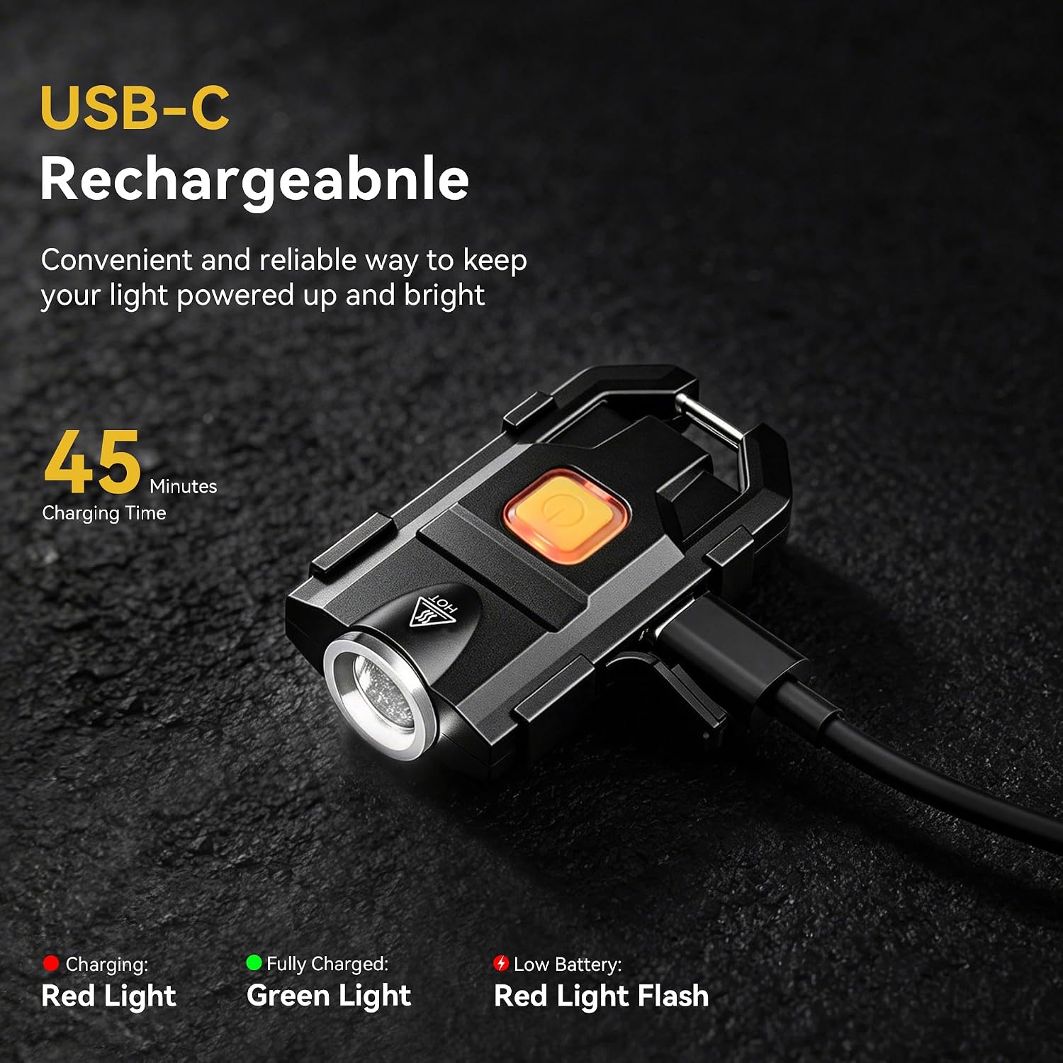 lexall H8 2 Pack Keychain Flashlight, 500LM USB-C Mini Light with Cap Clip