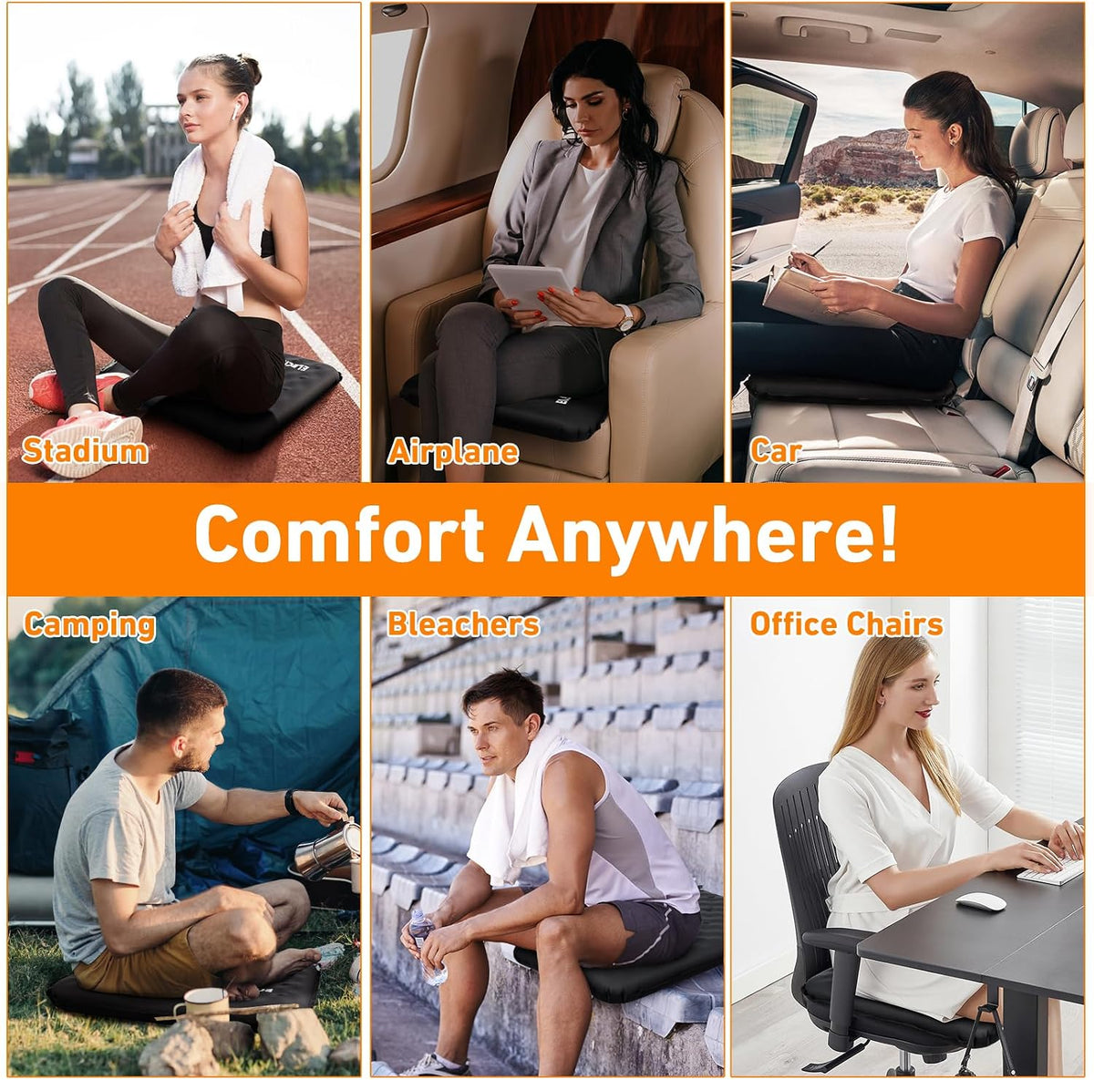 Inflatable Seat Cushion, Self Inflating Compact Stadium Seat Cushion
