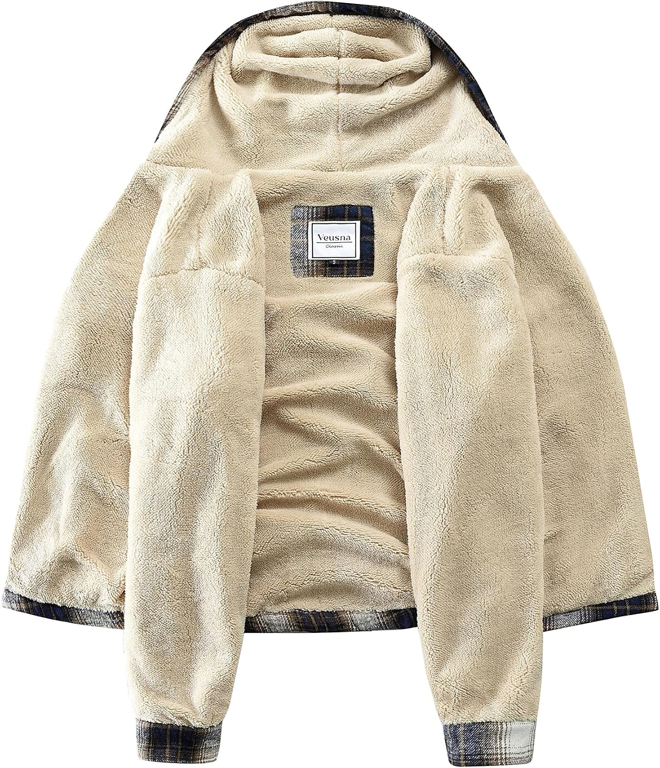 Men's Zip Up Flannel Shirt Jacket Fleece Lined with Hood