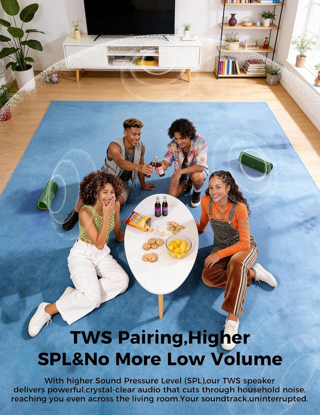 Bluetooth Speaker, 20W HD Sound, Portable Wireless, IPX5 Waterproof, Up to 24H Playtime, TWS Pairing, for Home/Party/Outdoor/Camping/Beach Essentials, Electronic Gadgets, Birthday Gift (Green)