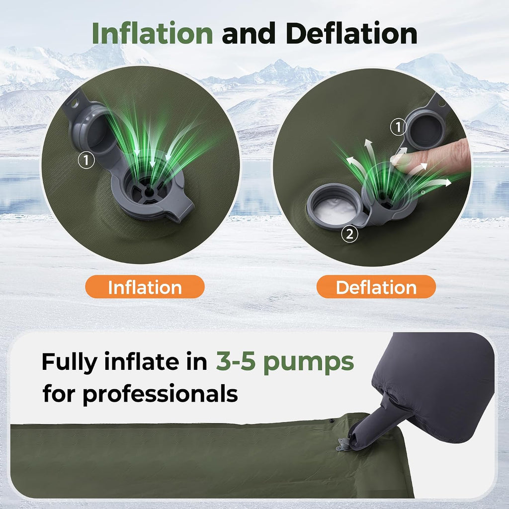 Lamberia 9.0 R Value Self Inflating Sleeping Pad, 5" Thick Camping Bed