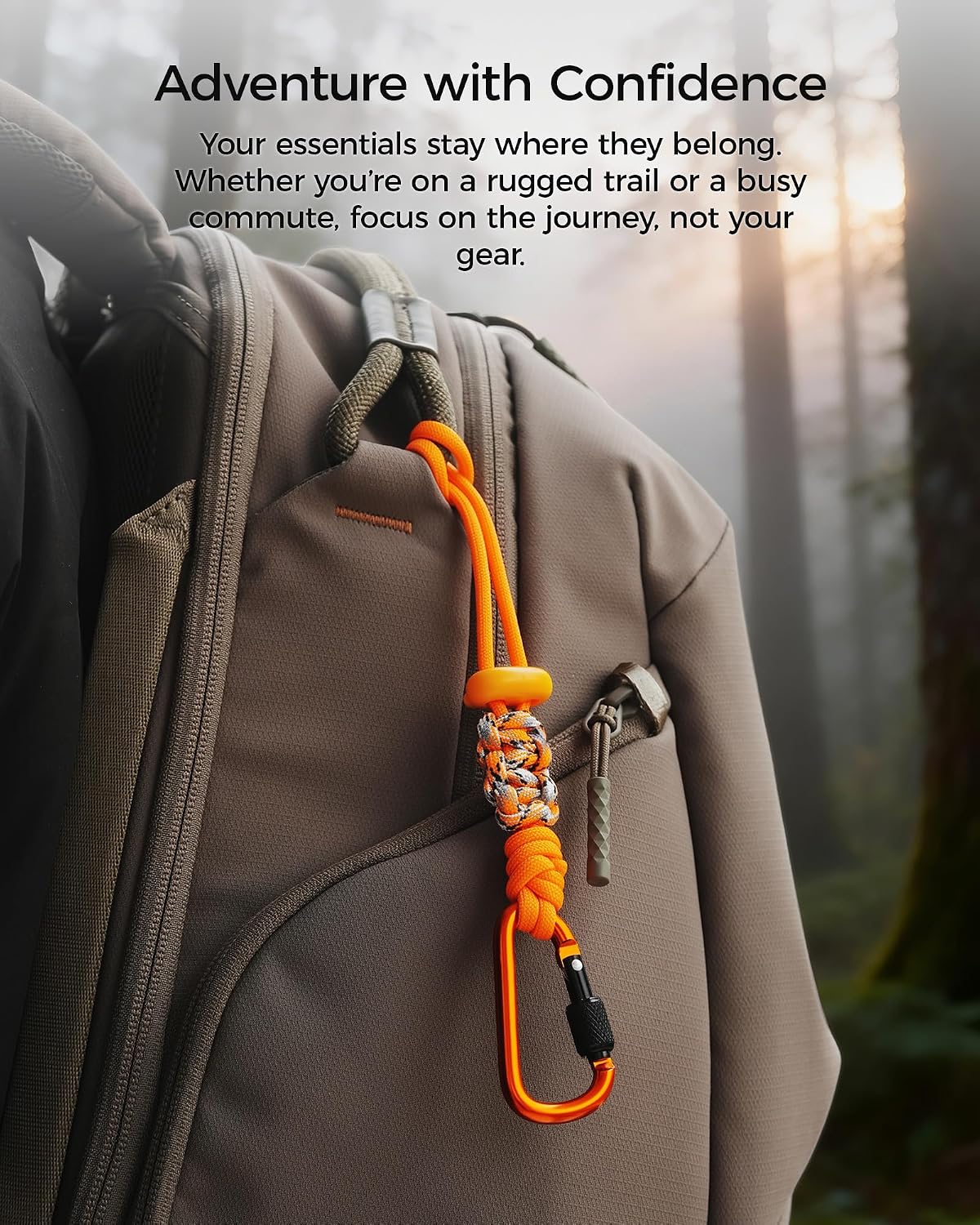 Carabiner Clip 2 Pack, Screw Lock Paracord Gear Lanyard