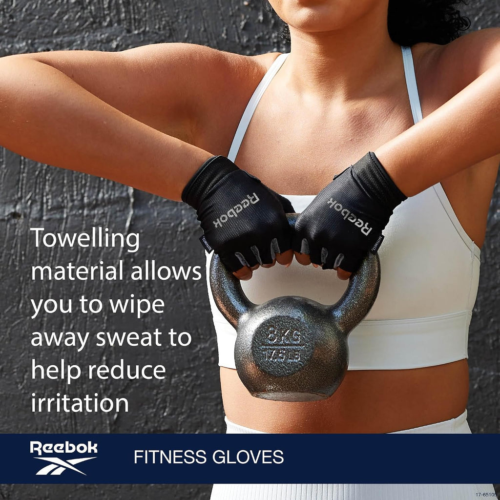 Reebok Classic Fingerless Gloves Lightweight Fitness & Weight Lifting Gloves for Training