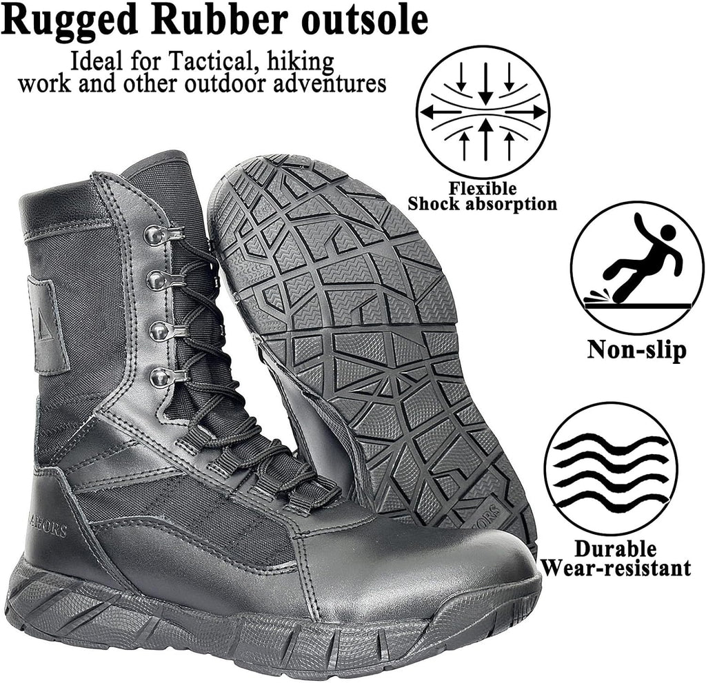 Lightweight Man Tactical Military Boots Combat Boots Anti-Collision Side Zipper Training Lace Up Outdoor Hiking Breathable Shoe