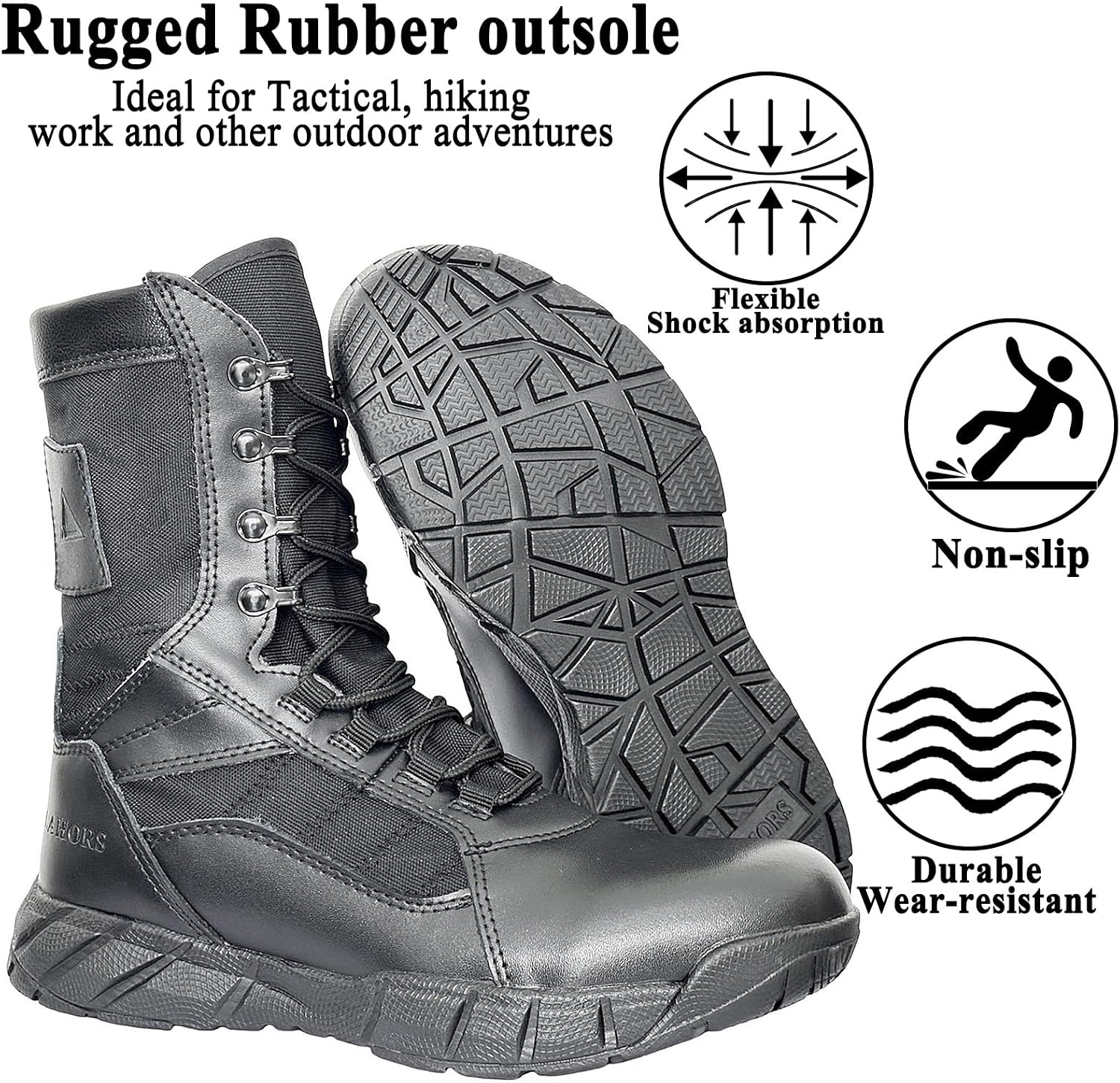 Lightweight Man Tactical Military Boots Combat Boots Anti-Collision Side Zipper Training Lace Up Outdoor Hiking Breathable Shoe