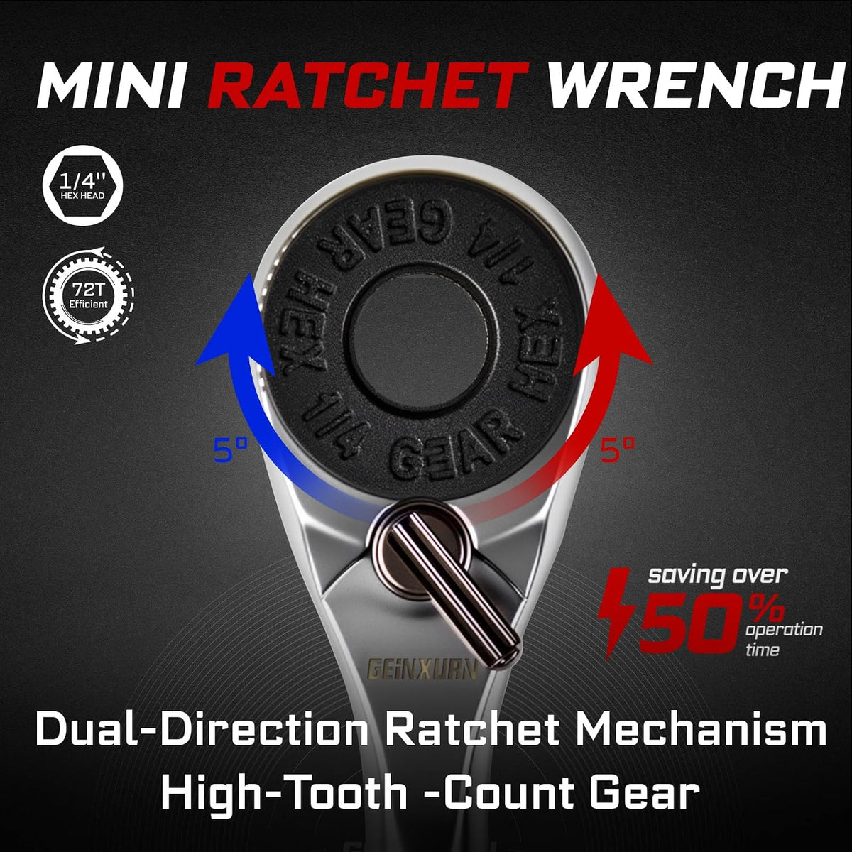 Geinxurn 19 Pieces Ratcheting Screwdriver Set and Socket Wrench Set, Mini Rachet Wrench, Rachet Screwdriver Handle and Nut Driver with 12 Pcs Impact Screwdriver Bit, Hand Tools Set for Repair DIY