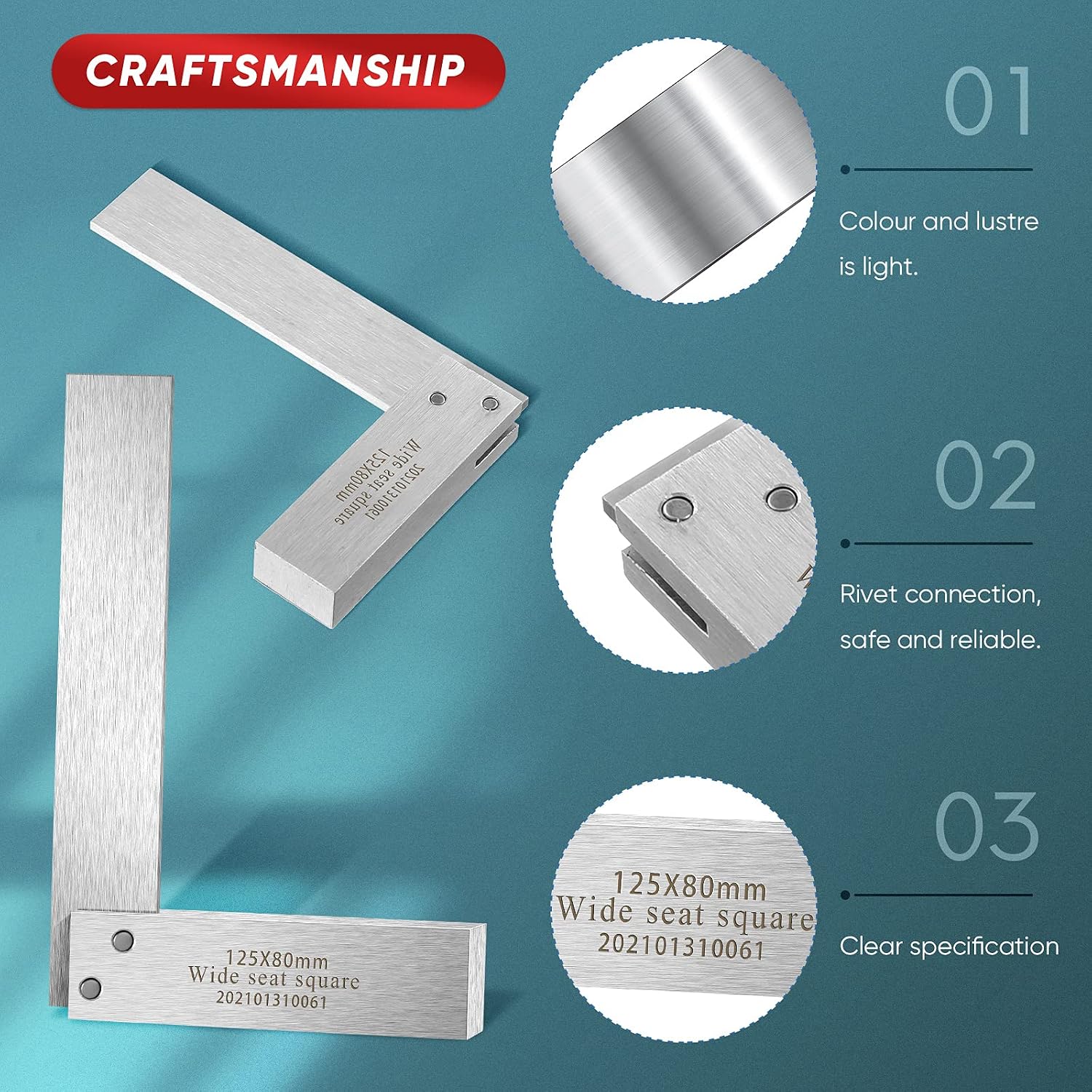 Frienda Machinist Square Set, 2", 3", 4" and 6" Precision Machinist Squares