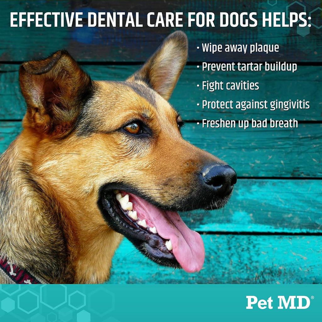 Pet MD Pet Dental Finger Wipes for Dogs - Plaque and Tartar Remover - 50ct