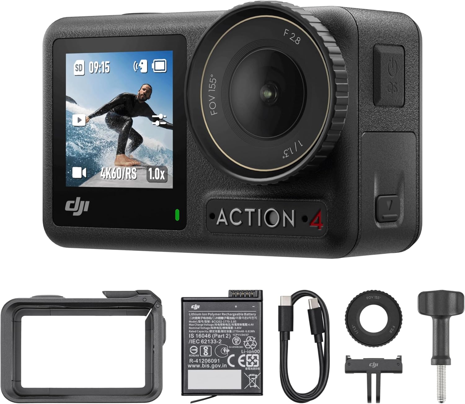 DJI Osmo Action 4 Essential Combo, Waterproof Action Camera Vlogging Camera
