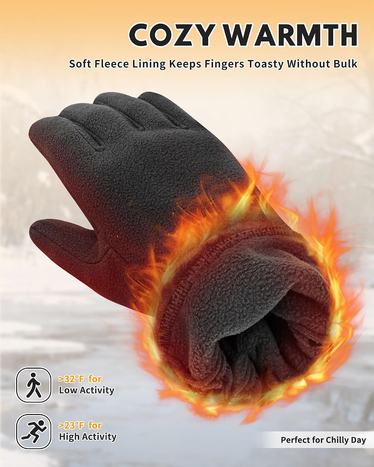 Winter Warm Gloves for Women - Fashion Style Windproof Cuffs Soft fleece - Touchscreen Thermal Flexible Gloves