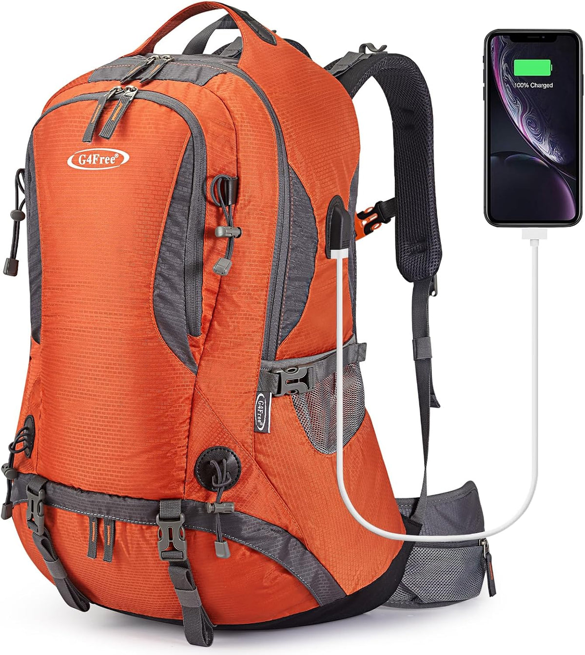 G4Free 50L Hiking Backpack Waterproof Daypack Outdoor Camping Climbing Backpack with Rain Cover for Men Women
