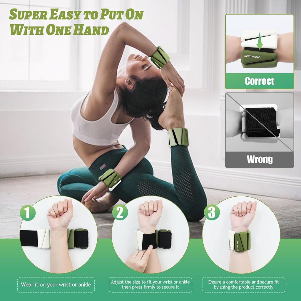 Ankle Weights for Women Adjustable Wrist Weights Set of 2 (1 lb/2 lb Each)