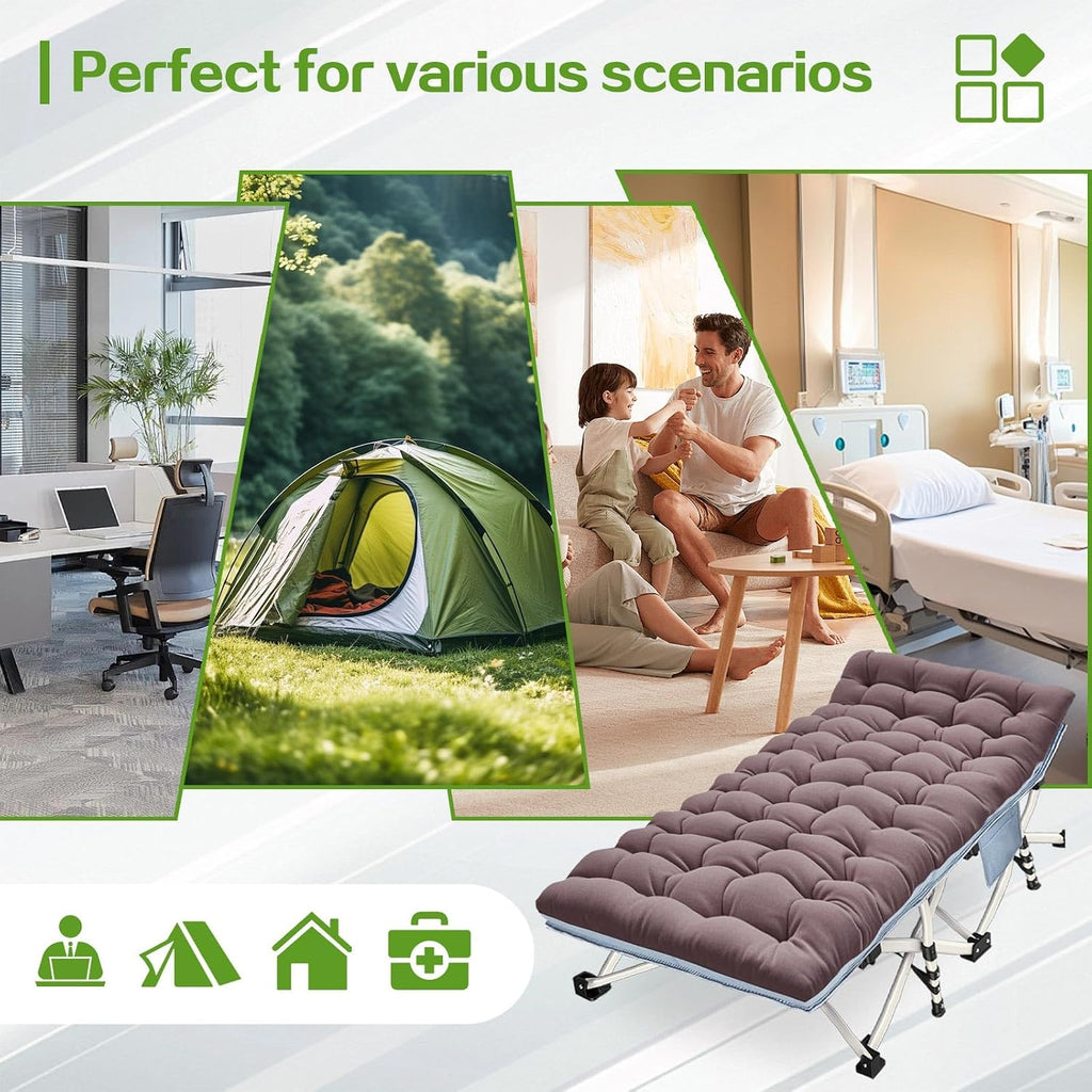 COLMERD 32In XXL Camping Cot, Cots for Sleeping with Comfortable Mattress