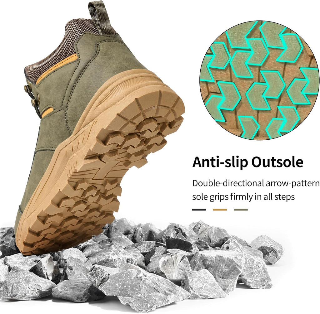 HARENCE Men's Waterproof Hiking Boots Lightweight Slip-Resistant Ankle Support for Trekking Walking
