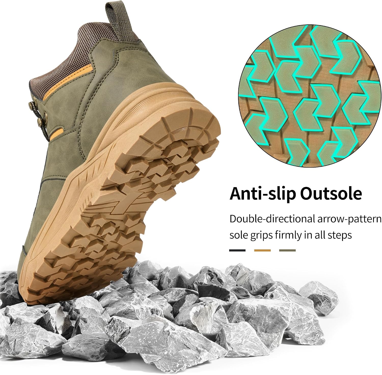 HARENCE Men's Waterproof Hiking Boots Lightweight Slip-Resistant Ankle Support for Trekking Walking