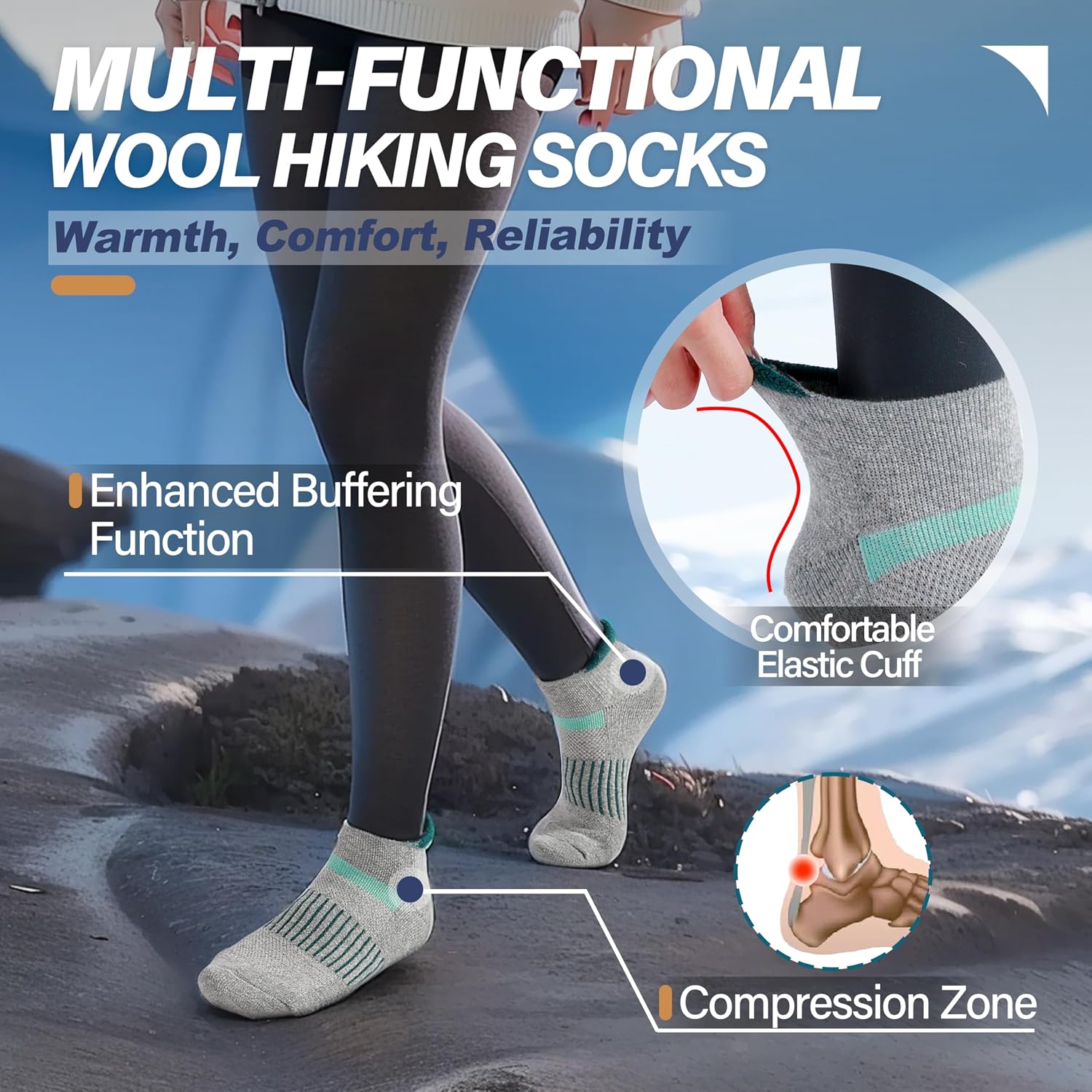 Anlisim Merino Wool Ankle Running Hiking Socks for Women and Men
