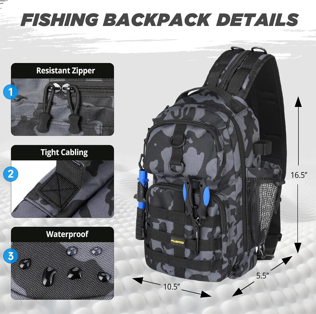 PLUSINNO Fishing Backpack with Rod & Reel Combos, Fishing Gear Kit