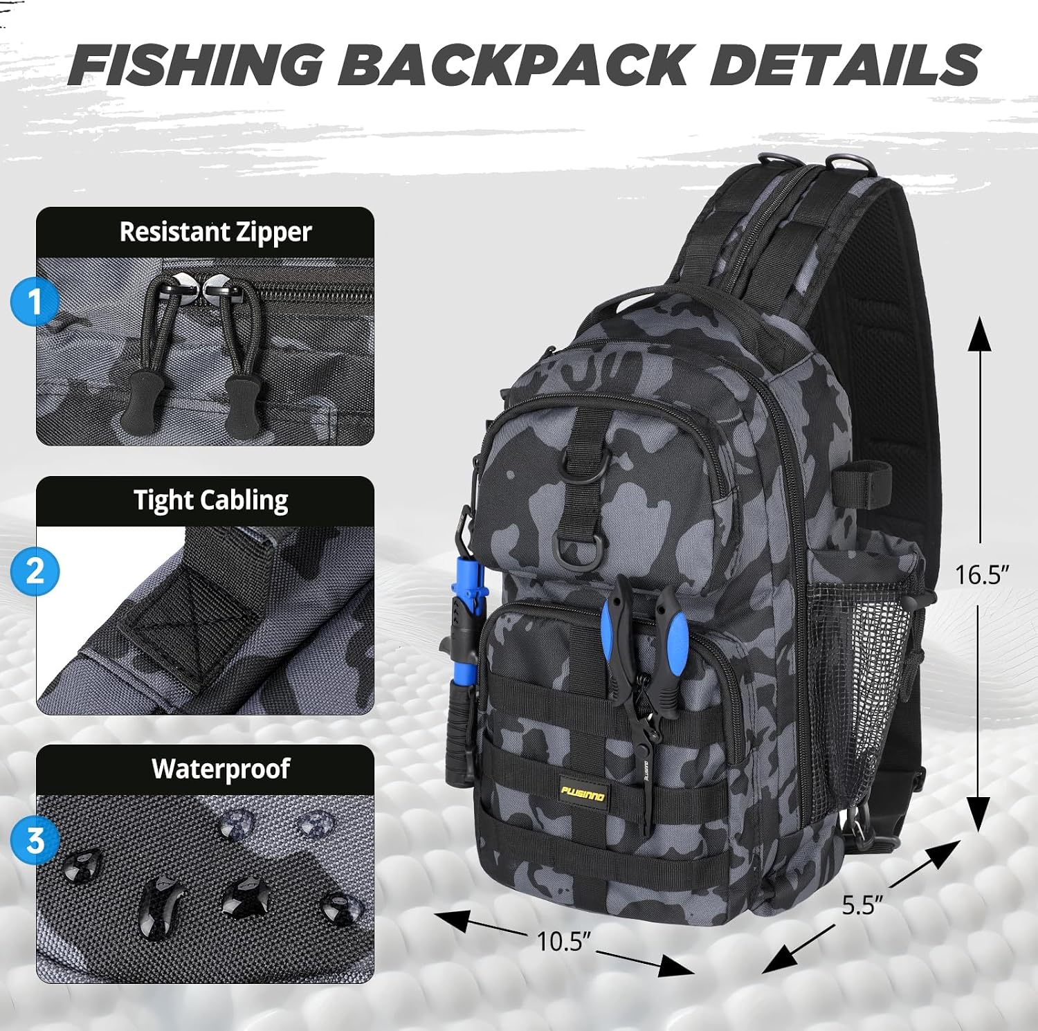 PLUSINNO Fishing Backpack with Rod & Reel Combos, Fishing Gear Kit