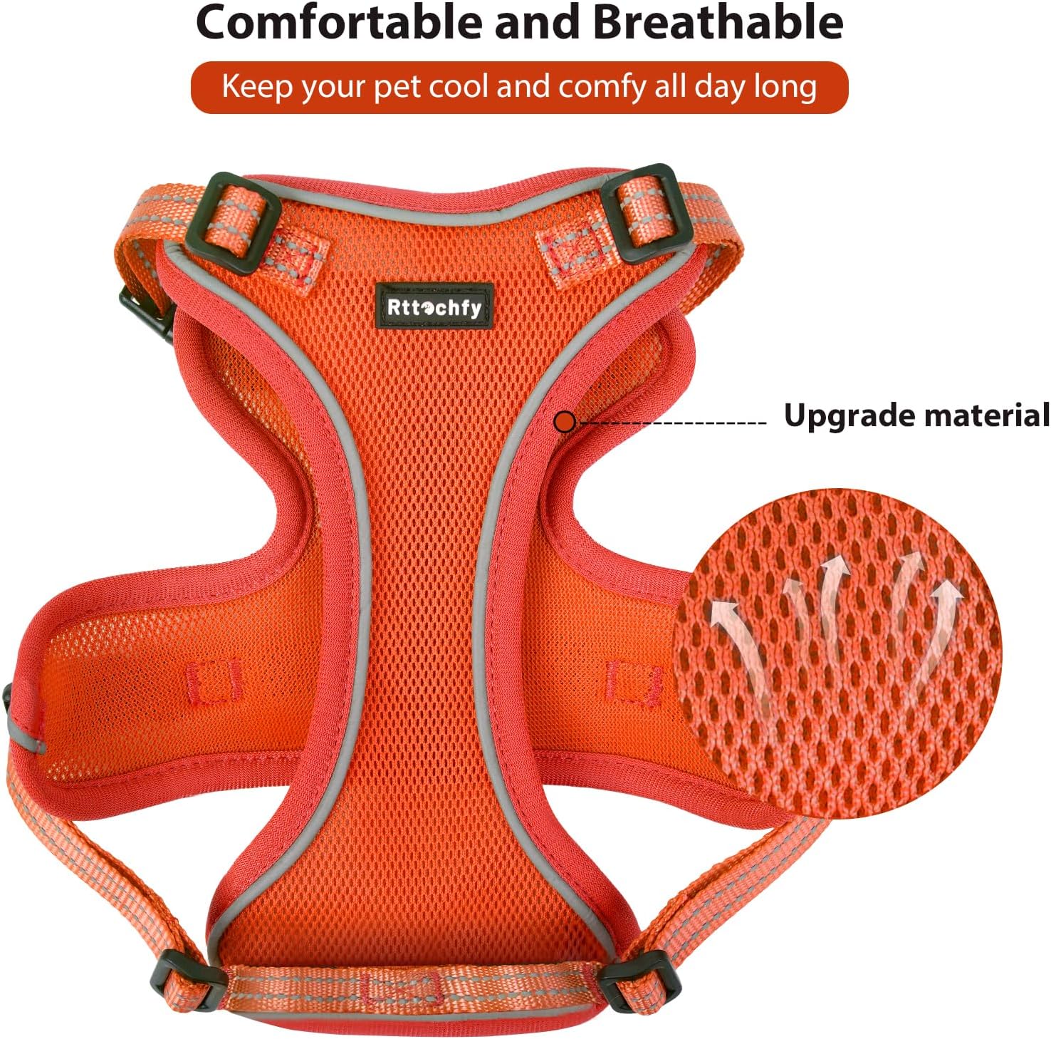 Cat Harness and Leash Set, Escape Proof Cat Harness with Reflective Strips, Breathable Mesh Vest, Adjustable Walking Harness for Indoor Outdoor Cats, Kittens, Small Medium Large Cats (Orange, S)