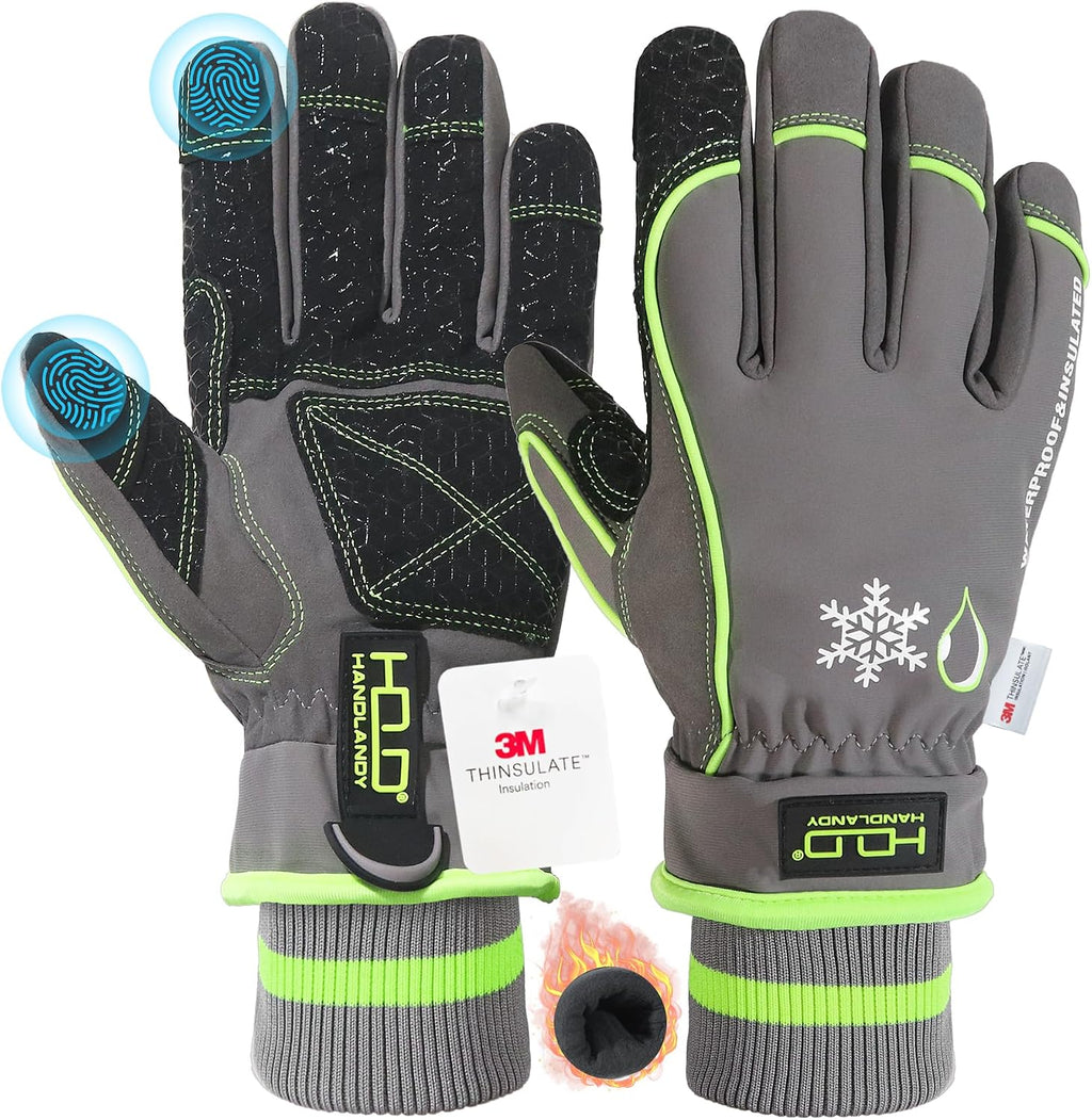 HANDLANDY Winter Work Gloves, 3M Thinsulate Waterproof Insulated Glove for Men Women