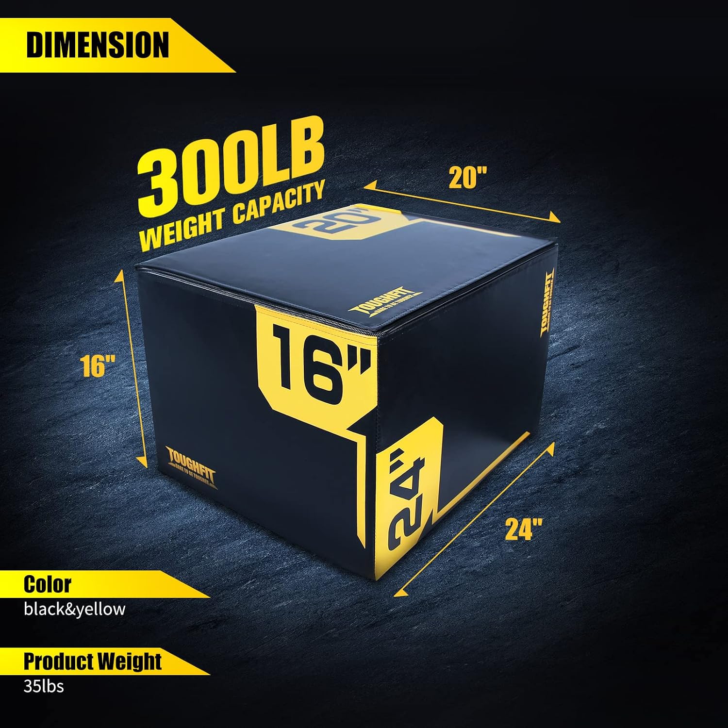 ToughFit Plyo Box - 3 in 1 Foam Plyometric Box - Jump Box for MMA, Crossfit - Adjustment Height Plyometric Jump Box for Home Gym - PVC Cover Platform & High-Density Workout Box