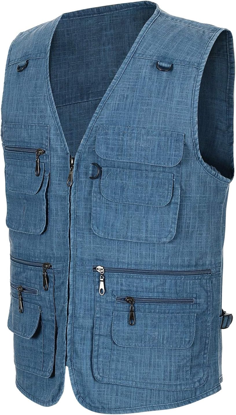 Spanye Mens Outdoor Fishing Vest Safari Travel Photography Vests Jacket Multi Pocket
